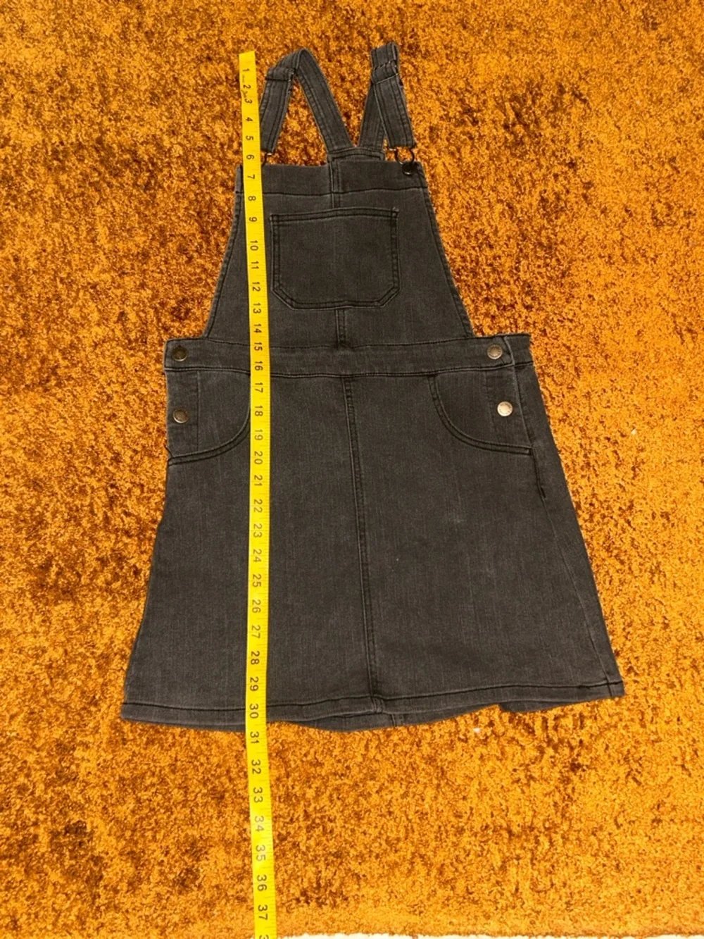 art class Black Denim Overall Dress with Front Pocket